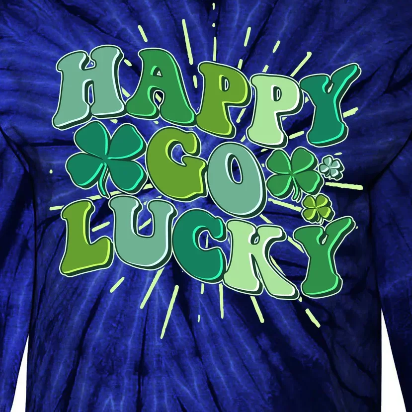 Cute Retro St Patrick's Day Happy Go Lucky Tie-Dye Long Sleeve Shirt