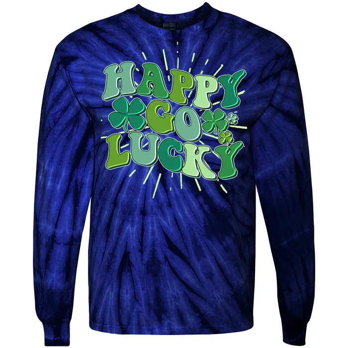 Cute Retro St Patrick's Day Happy Go Lucky Tie-Dye Long Sleeve Shirt