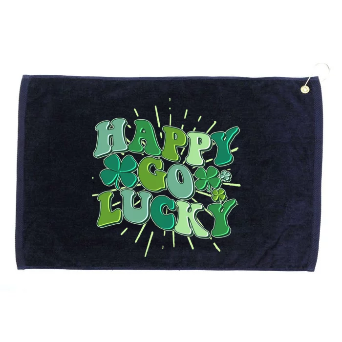 Cute Retro St Patrick's Day Happy Go Lucky Grommeted Golf Towel