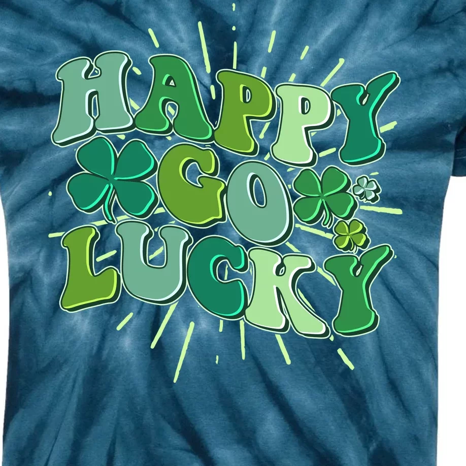 Cute Retro St Patrick's Day Happy Go Lucky Kids Tie-Dye T-Shirt