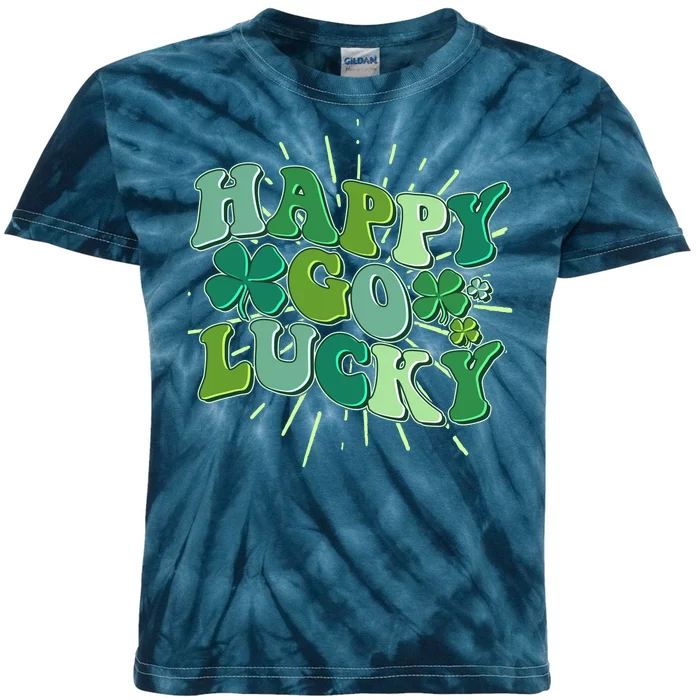 Cute Retro St Patrick's Day Happy Go Lucky Kids Tie-Dye T-Shirt