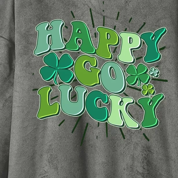 Cute Retro St Patrick's Day Happy Go Lucky Hooded Wearable Blanket