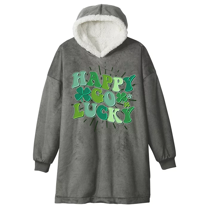 Cute Retro St Patrick's Day Happy Go Lucky Hooded Wearable Blanket