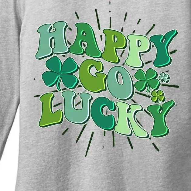 Cute Retro St Patrick's Day Happy Go Lucky Womens CVC Long Sleeve Shirt