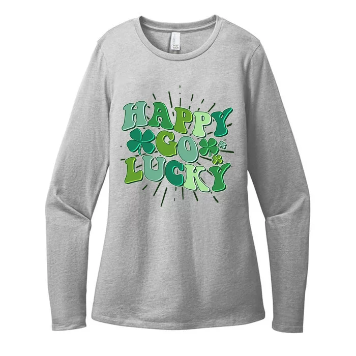 Cute Retro St Patrick's Day Happy Go Lucky Womens CVC Long Sleeve Shirt