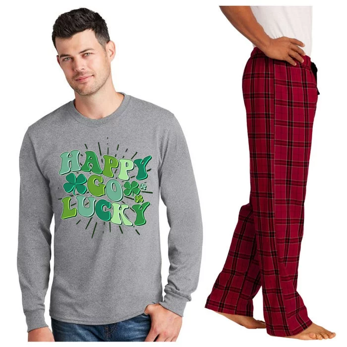 Cute Retro St Patrick's Day Happy Go Lucky Long Sleeve Pajama Set