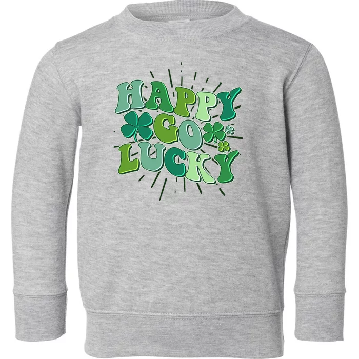 Cute Retro St Patrick's Day Happy Go Lucky Toddler Sweatshirt