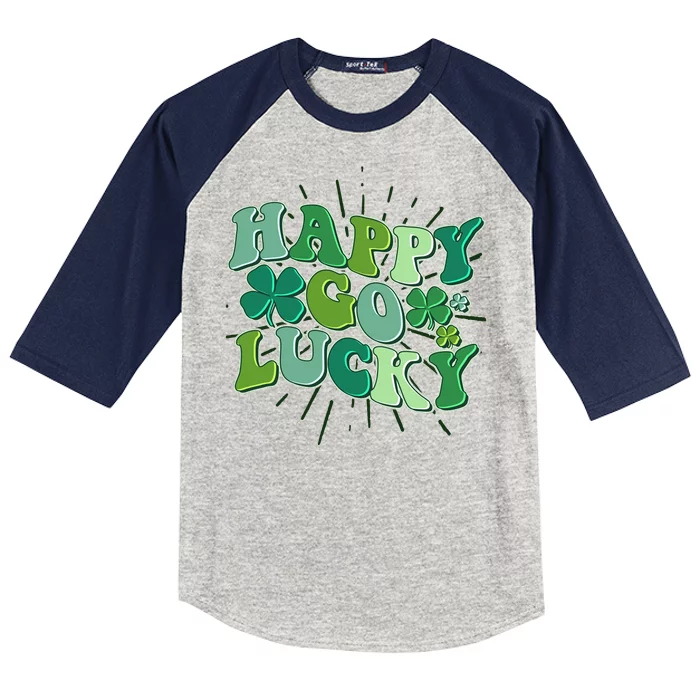 Cute Retro St Patrick's Day Happy Go Lucky Kids Colorblock Raglan Jersey