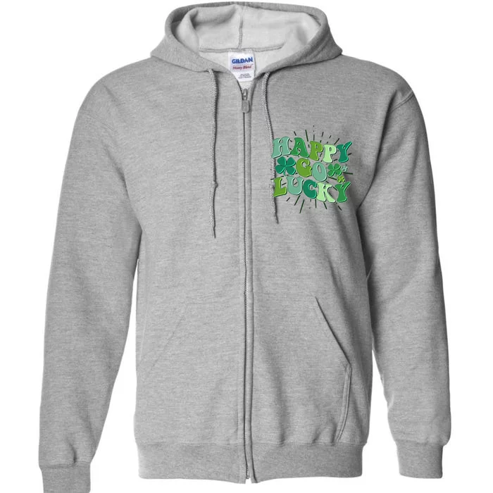 Cute Retro St Patrick's Day Happy Go Lucky Full Zip Hoodie