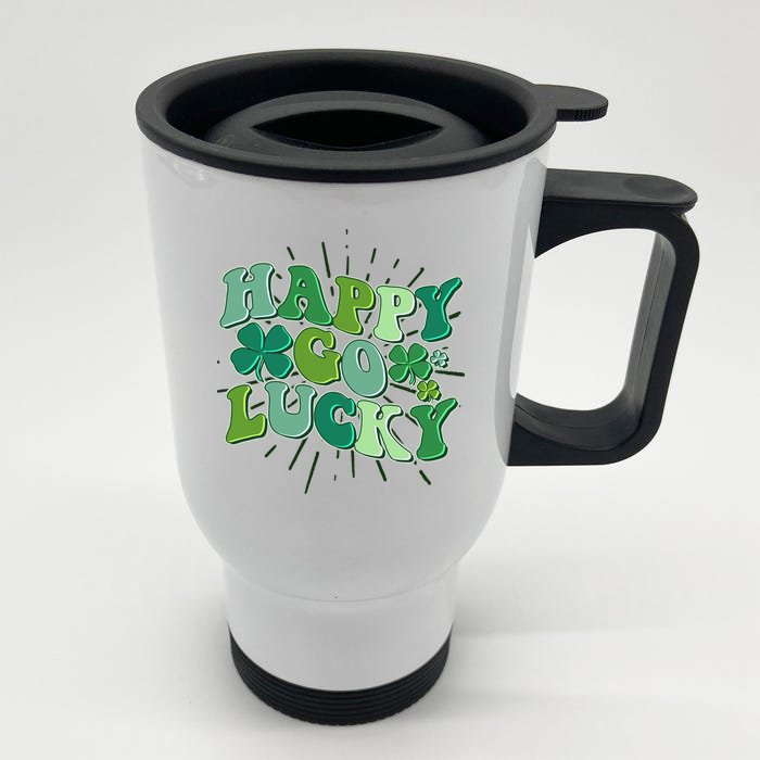 Cute Retro St Patrick's Day Happy Go Lucky Front & Back Stainless Steel Travel Mug