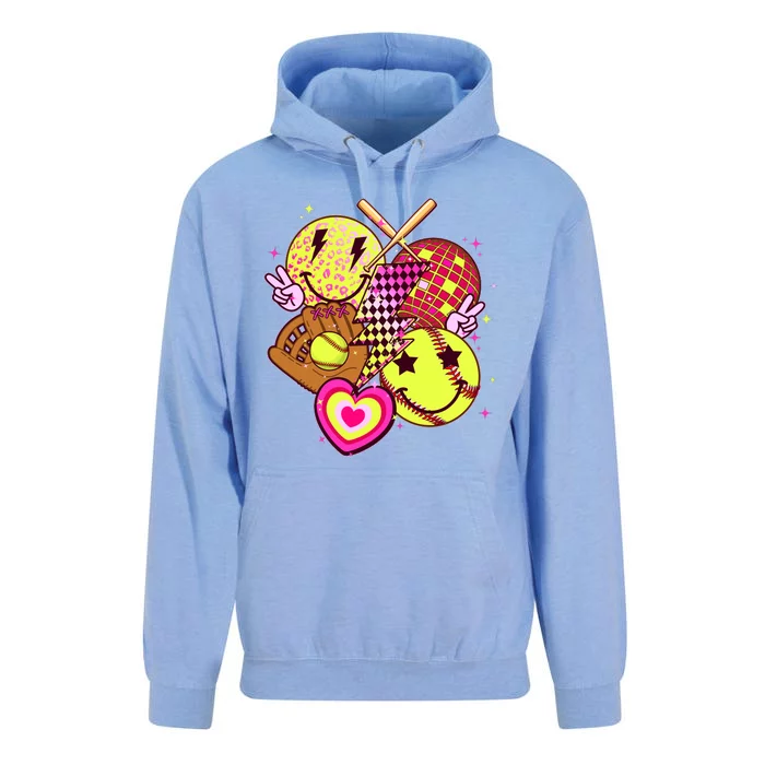 Cute Retro Softball Baseball Smiley Emoji Unisex Surf Hoodie