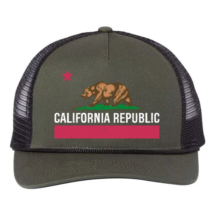 California Republic State Flag Funny Retro Rope Trucker Hat Cap