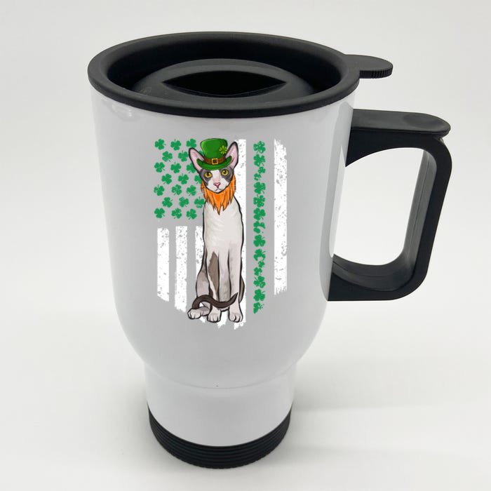 Cornish Rex St Patricks Day Irish American Flag Gift Front & Back Stainless Steel Travel Mug