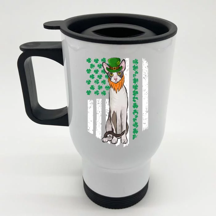 Cornish Rex St Patricks Day Irish American Flag Gift Front & Back Stainless Steel Travel Mug