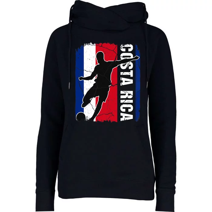 Costa Rican Soccer Team Costa Rica Flag Jersey Football Fans Womens Funnel Neck Pullover Hood