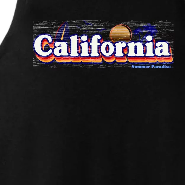 California Retro Summer Paradise Ladies Tri-Blend Wicking Tank