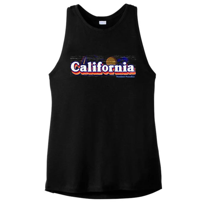 California Retro Summer Paradise Ladies Tri-Blend Wicking Tank