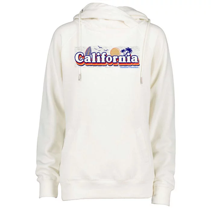 California Retro Summer Paradise Womens Funnel Neck Pullover Hood