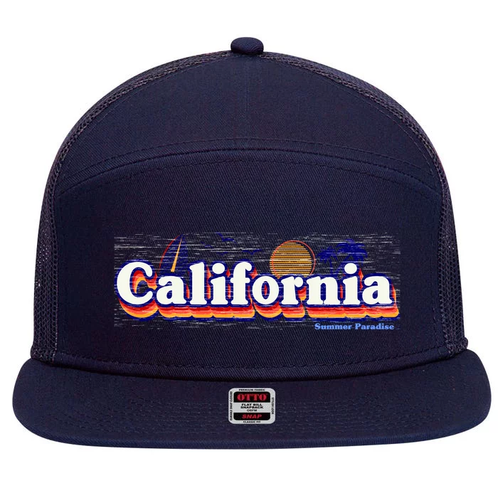 California Retro Summer Paradise 7 Panel Mesh Trucker Snapback Hat