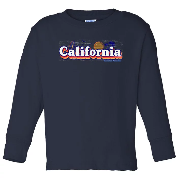 California Retro Summer Paradise Toddler Long Sleeve Shirt