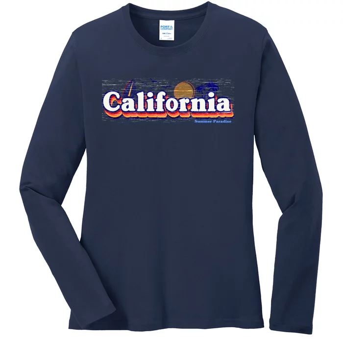 California Retro Summer Paradise Ladies Long Sleeve Shirt