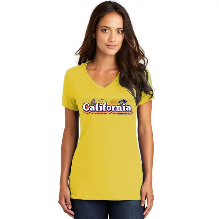 California Retro Summer Paradise Women's V-Neck T-Shirt