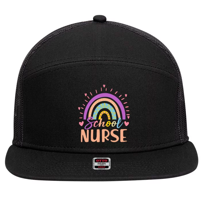 Cute Rainbow School Nurse 7 Panel Mesh Trucker Snapback Hat