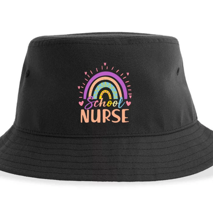 Cute Rainbow School Nurse Sustainable Bucket Hat