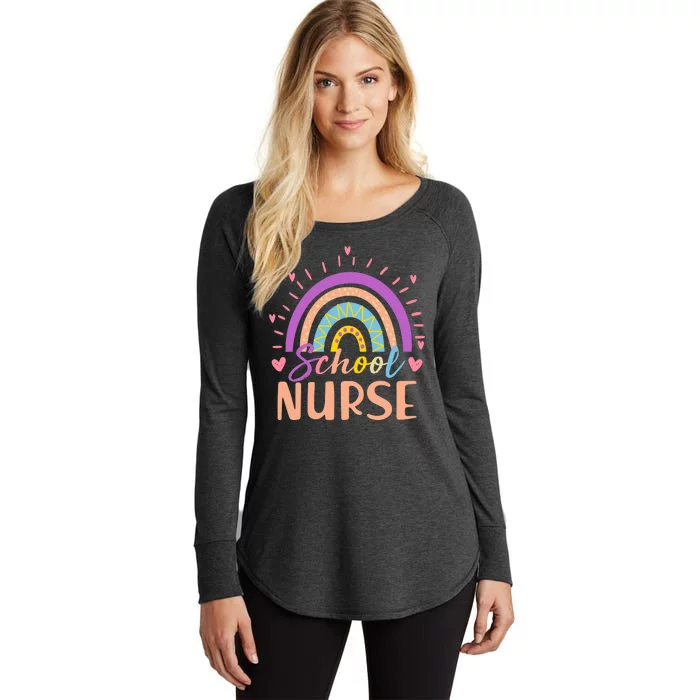 Cute Rainbow School Nurse Women's Perfect Tri Tunic Long Sleeve Shirt