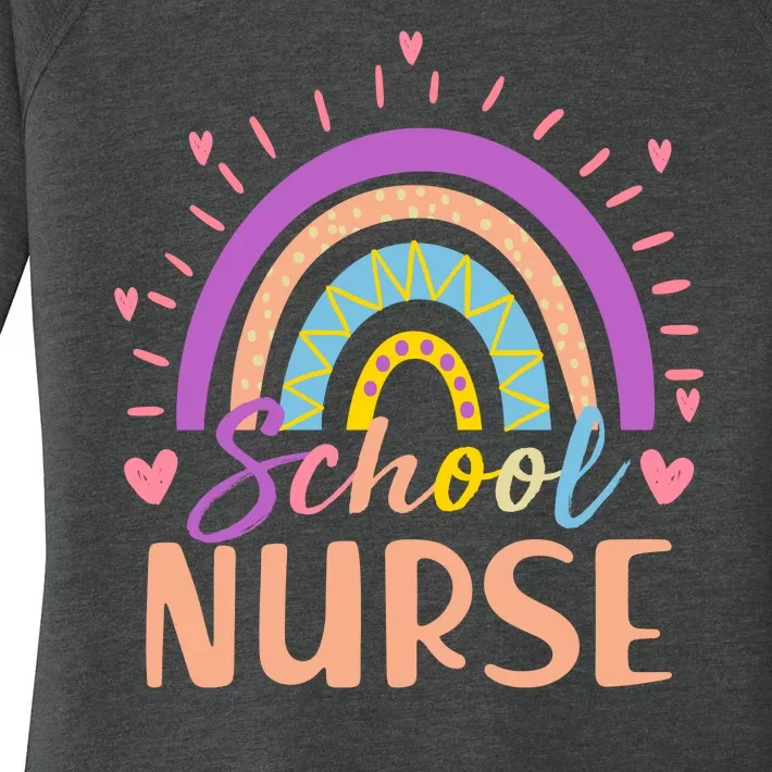 Cute Rainbow School Nurse Women's Perfect Tri Tunic Long Sleeve Shirt