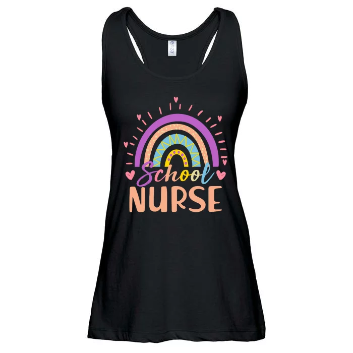 Cute Rainbow School Nurse Ladies Essential Flowy Tank