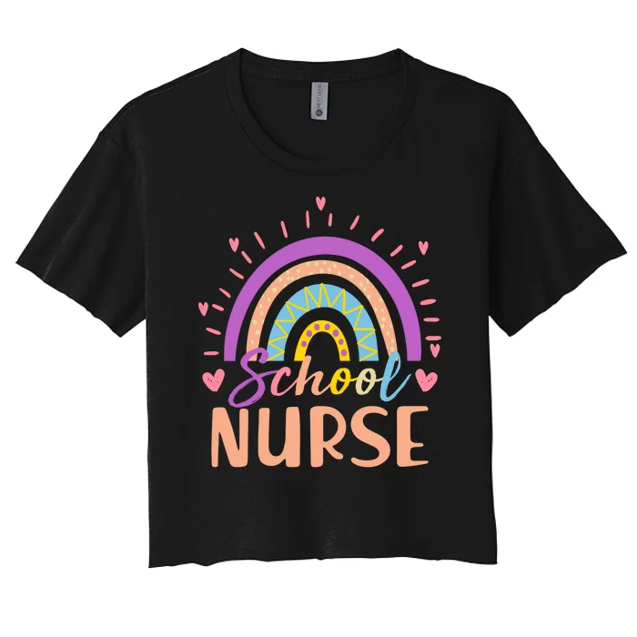 Cute Rainbow School Nurse Women's Crop Top Tee