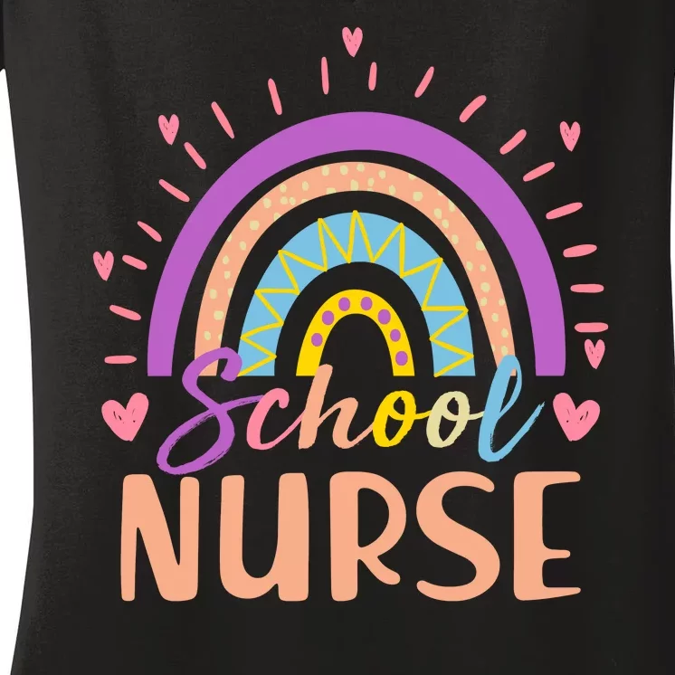 Cute Rainbow School Nurse Women's V-Neck T-Shirt