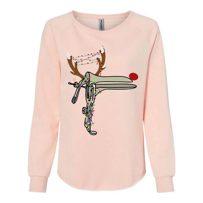 Christmas Reindeer Speculum Nurse OBGYN Obstetrics Doula Womens California Wash Sweatshirt