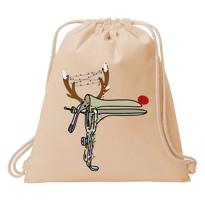 Christmas Reindeer Speculum Nurse OBGYN Obstetrics Doula Drawstring Bag