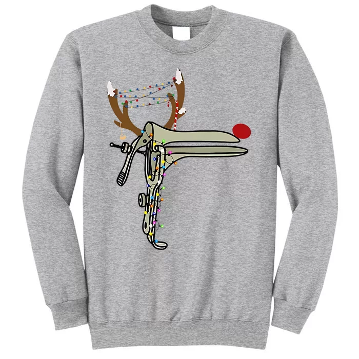 Christmas Reindeer Speculum Nurse OBGYN Obstetrics Doula Tall Sweatshirt