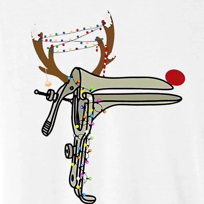 Christmas Reindeer Speculum Nurse OBGYN Obstetrics Doula ChromaSoft Performance T-Shirt