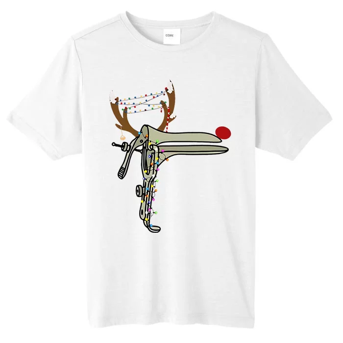 Christmas Reindeer Speculum Nurse OBGYN Obstetrics Doula ChromaSoft Performance T-Shirt