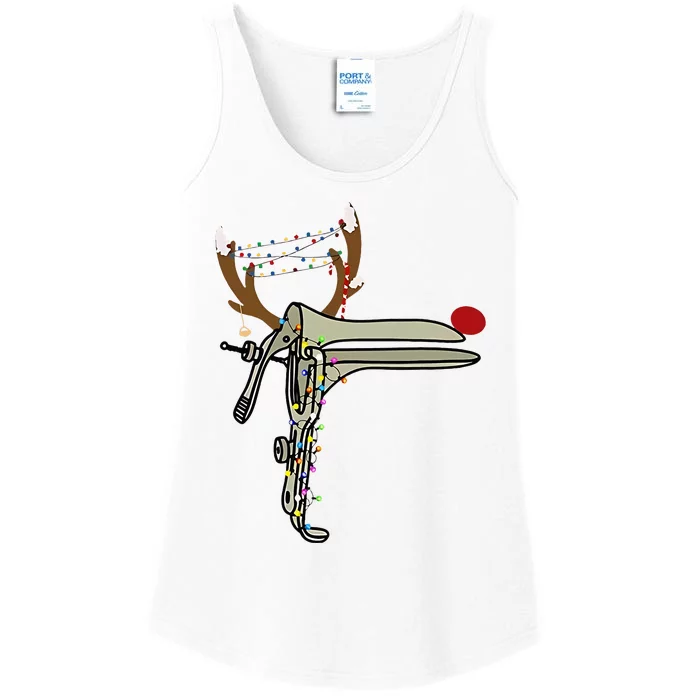 Christmas Reindeer Speculum Nurse OBGYN Obstetrics Doula Ladies Essential Tank