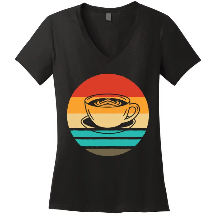 Coffee Retro Style Vintage Women's V-Neck T-Shirt