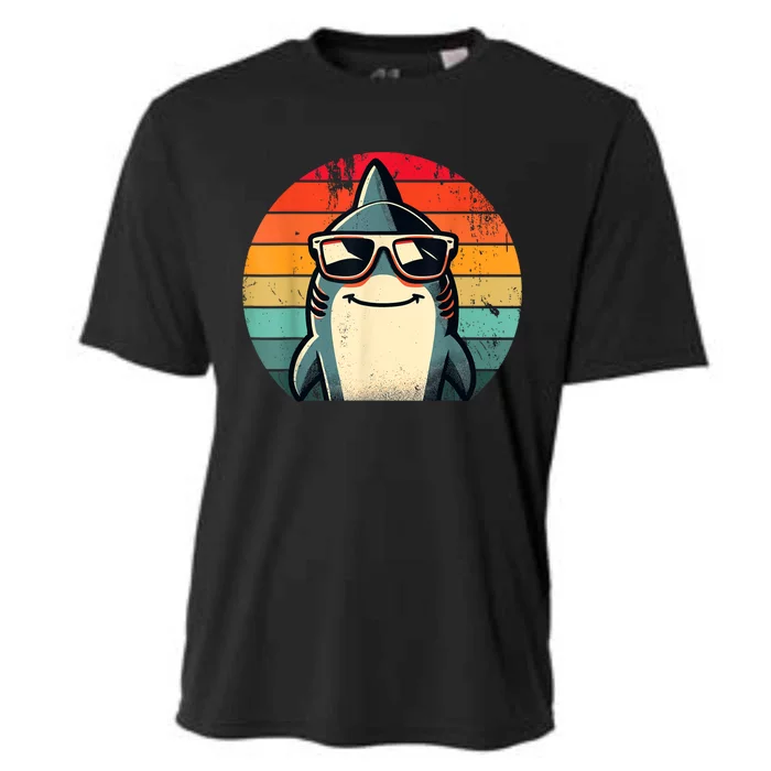 Cool Retro Shark In Sunglasses 70s 80s 90s Funny Shark Cooling Performance Crew T-Shirt