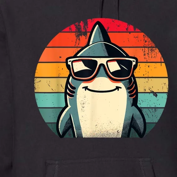 Cool Retro Shark In Sunglasses 70s 80s 90s Funny Shark Premium Hoodie