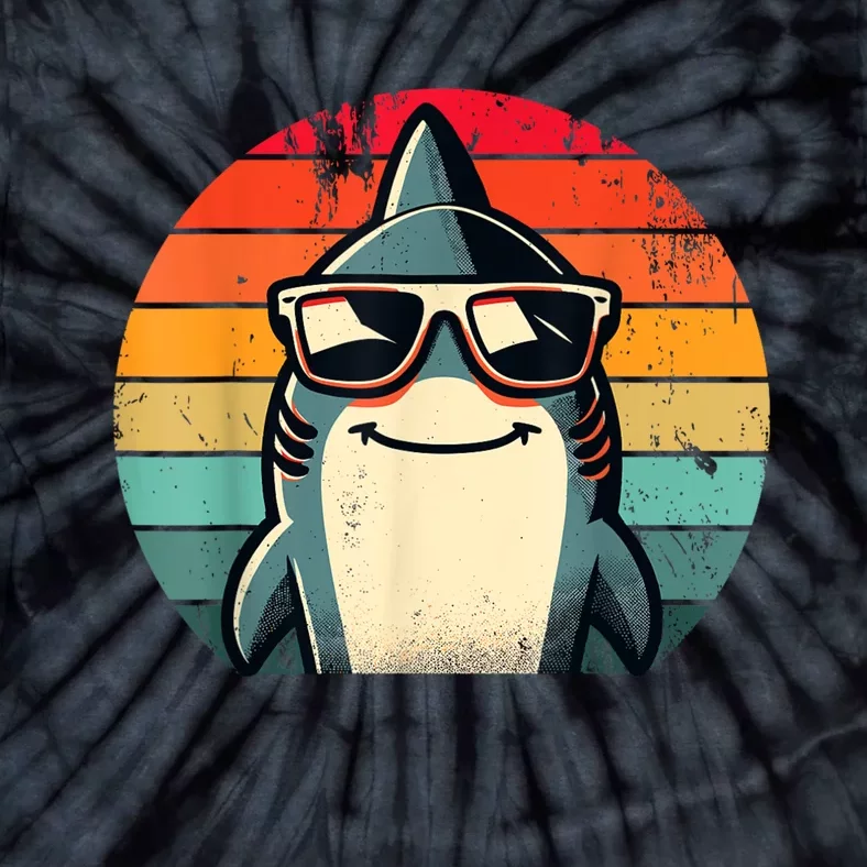 Cool Retro Shark In Sunglasses 70s 80s 90s Funny Shark Tie-Dye T-Shirt