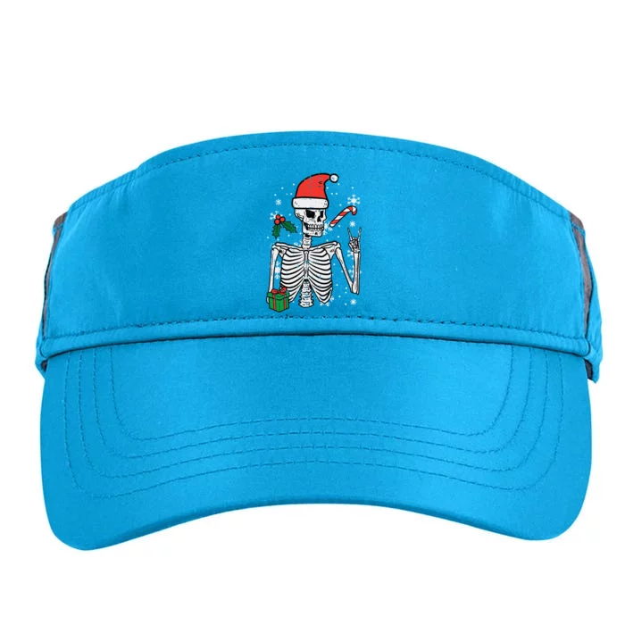 Christmas Rocker Skeleton Santa Rock Hand Xmas Funny Cute Adult Drive Performance Visor