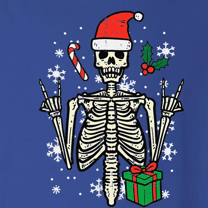 Christmas Rocker Skeleton Santa Rock Hand Xmas Funny Toddler Long Sleeve Shirt