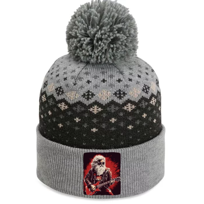 Cool Rocker Santa Claus For Christmas Rock Music Lovers Gift The Baniff Cuffed Pom Beanie