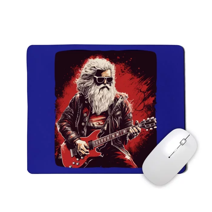 Cool Rocker Santa Claus For Christmas Rock Music Lovers Gift Mousepad