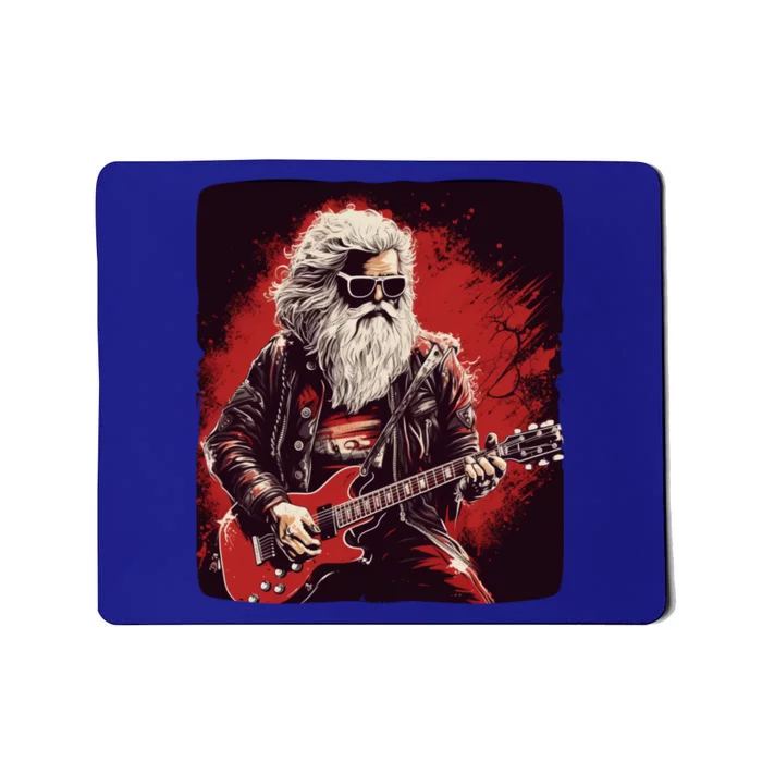 Cool Rocker Santa Claus For Christmas Rock Music Lovers Gift Mousepad