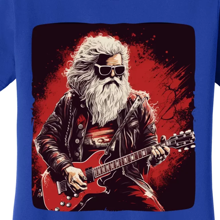 Cool Rocker Santa Claus For Christmas Rock Music Lovers Gift Women's T-Shirt