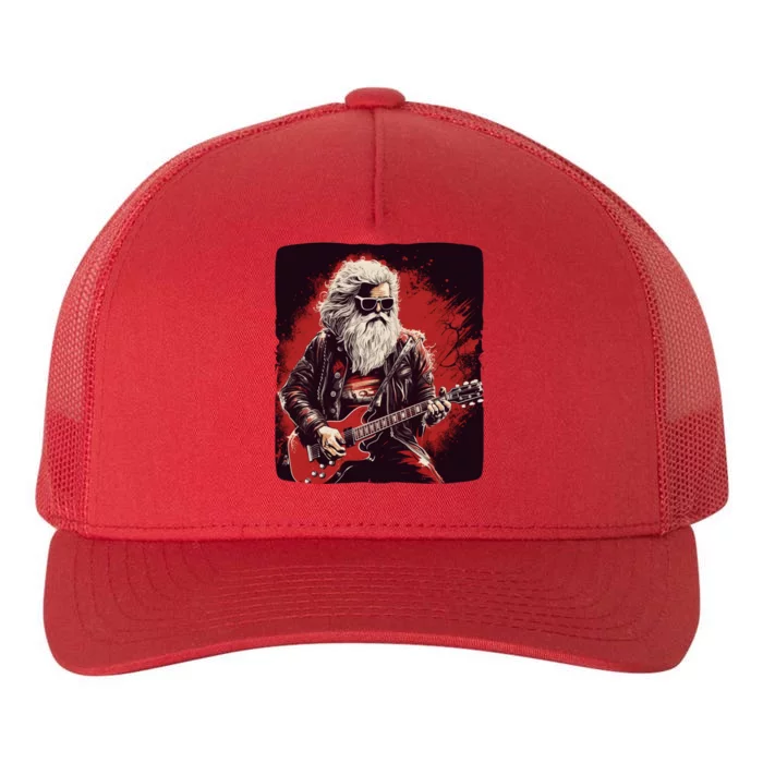 Cool Rocker Santa Claus For Christmas Rock Music Lovers Gift Yupoong Adult 5-Panel Trucker Hat